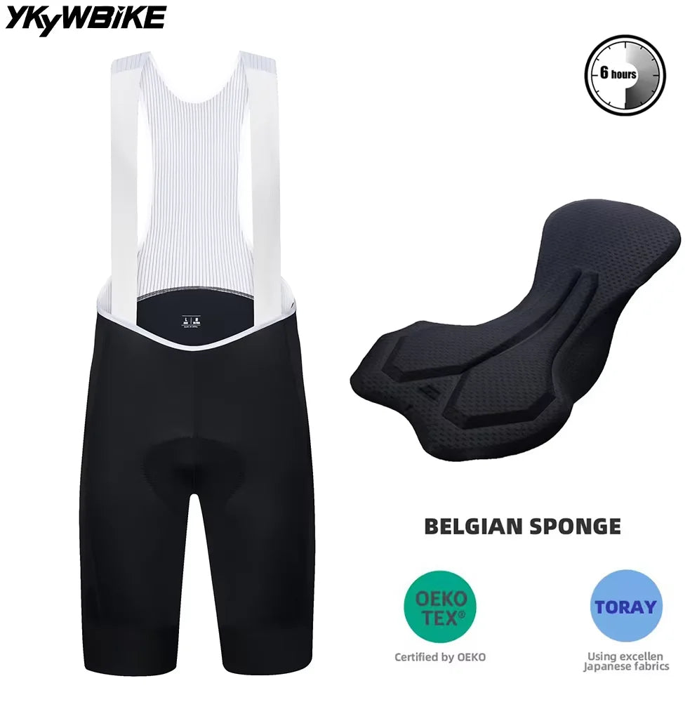 YKYWBIKE Men's Cycling Bib Shorts Belgium Padded Bicycle Shorts MTB Pro Italy MITI Straps Road Bike Bib Pants