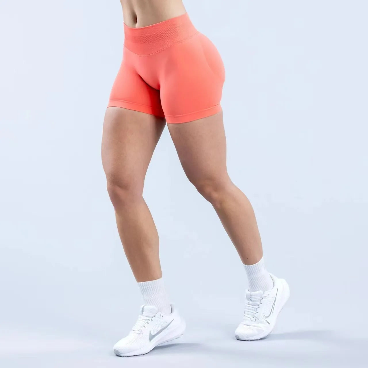 Women High Waist Yoga Shorts Peach Butt Lift Seamless Gym Shorts High Stretch Anti-Chafing Workout Running Biker Shorts