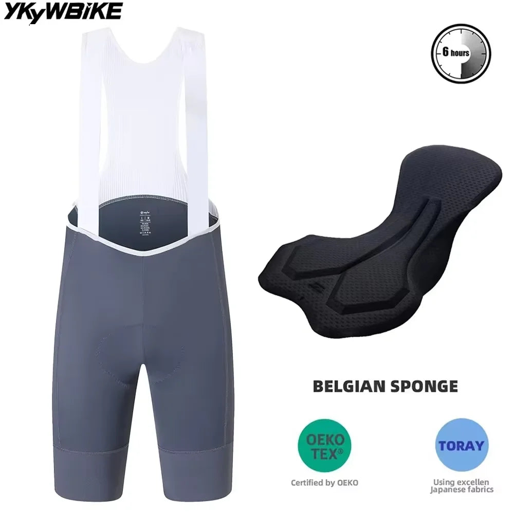 YKYWBIKE Men's Cycling Bib Shorts Belgium Padded Bicycle Shorts MTB Pro Italy MITI Straps Road Bike Bib Pants