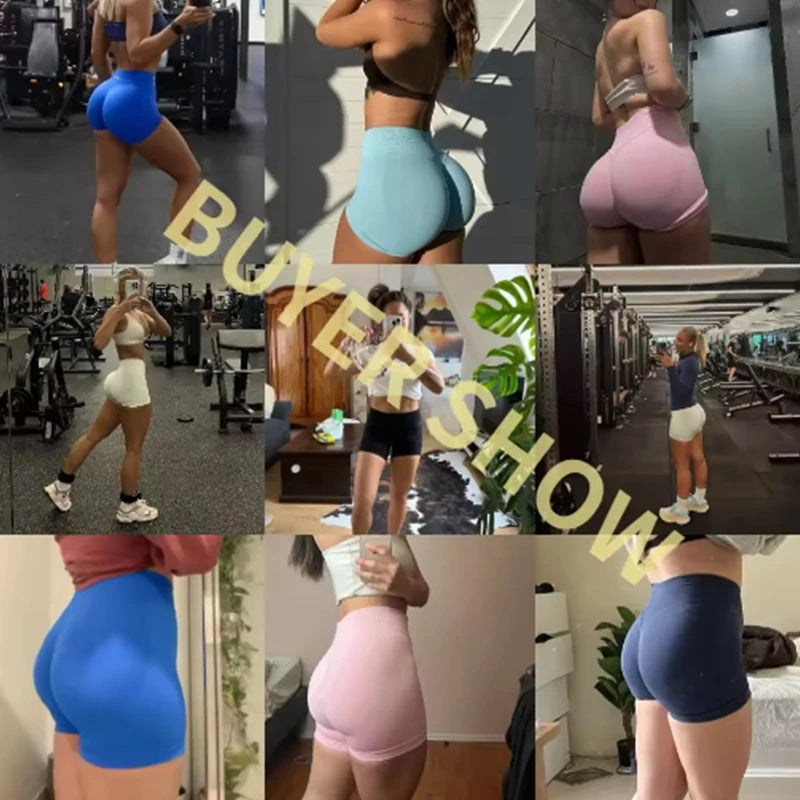 Women High Waist Yoga Shorts Peach Butt Lift Seamless Gym Shorts High Stretch Anti-Chafing Workout Running Biker Shorts